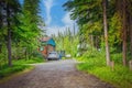 Fairbanks Alaska suburbs - Log cabin in the woods in city limits typical of where many residents in that area live Royalty Free Stock Photo