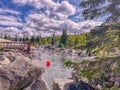 View of people relaxing in the Chena Hot Springs in Alaska, USA Royalty Free Stock Photo
