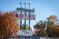 The site of the old historic seedy Breezeway Motel and its vintage mid-century modern sign.