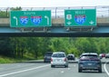 Fairfax, Virginia, U.S - May 17, 2021 - The traffic on Interstate 95 South and 495 South and West splits