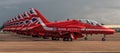 FAIRFORD, UK - JULY 10: Red Arrows Aircraft participates in the Royal International Air Tattoo Air show event July 10, 2016
