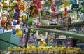 Fairground Hook-a-Duck stall with plenty of prizes