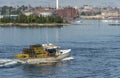 Lobster boat Helen Irene with lots of pots Royalty Free Stock Photo