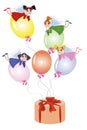 Fairies flying on balloons