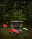 Fairies pedestal in the middle of the forest Royalty Free Stock Photo