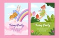 Fairies postcards vector templates set Royalty Free Stock Photo