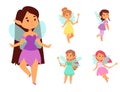 Fairies princess fairy girl vector character cute beautiful style cartoon little fairyland fashion costume magic fantasy Royalty Free Stock Photo