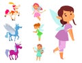 Fairies princess fairy girl vector character cute beautiful style cartoon little fairyland fashion costume magic fantasy Royalty Free Stock Photo