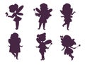 Fairies princess silhouette fairy girl vector character cute beautiful style cartoon little fairyland fashion costume