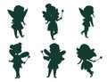 Fairies princess silhouette fairy girl vector character cute beautiful style cartoon little fairyland fashion costume Royalty Free Stock Photo