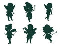 Fairies princess silhouette fairy girl vector character cute beautiful style cartoon little fairyland fashion costume