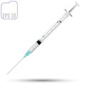 Fairly standard design single use syringe isolated over white ba