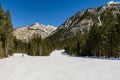 FAIRMONT HOT SPRINGS, CANADA - MARCH 16, 2020: freeride skier going down hill Royalty Free Stock Photo