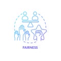 Fairness blue gradient concept icon