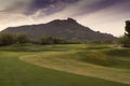 Fairway of beautiful Arizona golf course mountain backdrop Royalty Free Stock Photo