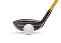 Fairway Wood Golf Club and Golf Ball on White Background Royalty Free Stock Photo