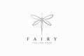 Fairy or Dragonfly Silhouette Shape Abstract Logo Beauty Fashion Royalty Free Stock Photo