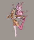 Romantic Pink Winged Fairy In Graceful Fantasy Pose Royalty Free Stock Photo