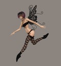 Dark Gothic Fairy Character In Black Lace Wings Royalty Free Stock Photo
