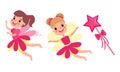 Fairy Attributes with Flying Pixie and Magical Wand Vector Set