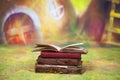 Fairy books in front of colorful background