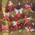 Fairy ballet dancers with butterflies wings on abstract background Royalty Free Stock Photo