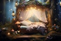 fairy bed magical fairytale world Royalty Free Stock Photo