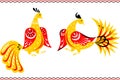 Fairy birds in the Gorodets painting style Royalty Free Stock Photo