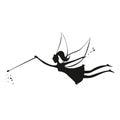 Fairy black silhouette with a magic wand