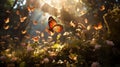 Fairy Blue Butterflies against blue sky