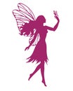 Fairy with butterfly, vector silhouette illustration Royalty Free Stock Photo