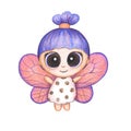 Fairy fairy cartoon watercolor illustration. cute character. Royalty Free Stock Photo