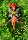 Fairy character sitting on a tree branch