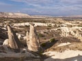 Fairy chimneys rocks at the valley near Urgup, Cappadocia, Turkey Royalty Free Stock Photo