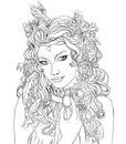 Fairy Fairy coloring page. Fairytale character of a fairy, princess of the forest.