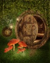 Fairy cottage with mushrooms Royalty Free Stock Photo