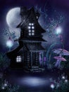 Fairy cottage at night