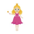 Cute little fairy girl in a pink princess dress icon vector Royalty Free Stock Photo