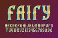 Fairy decorative letters and numbers with currency signs. 3d colored font. Isolated english alphabet