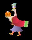 Fairy duck - mistress. Cute cartoon vector illustration