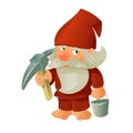 Fairy dwarf with a pick and bucket in his hands