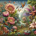 fairy forest illustration psychedelic art whimsical garden