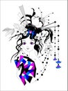 Fairy girl with gorgeous hairstyle, manga anime For tattoo, print, t-shirts and textiles. Vector illustration.