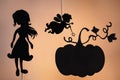 Fairy Godmother, Cinderella and Pumpkin shadow puppets