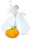 Fairy Godmother Making Magic Pumpkin Carriage Royalty Free Stock Photo