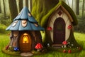 Fairy house in the mushroom forest mushrooms fantasy cottage outdoor magical Royalty Free Stock Photo