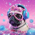 Fairy Kei Pug: VR-Headset Wearing Dog. Generative AI