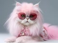 Fairy Kei style ragdoll cat in fashionable design, wearing eyeglasses