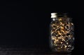 Fairy light in a glass jar.