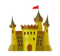 Fairy medieval castle in cartoon style on white background is insulated